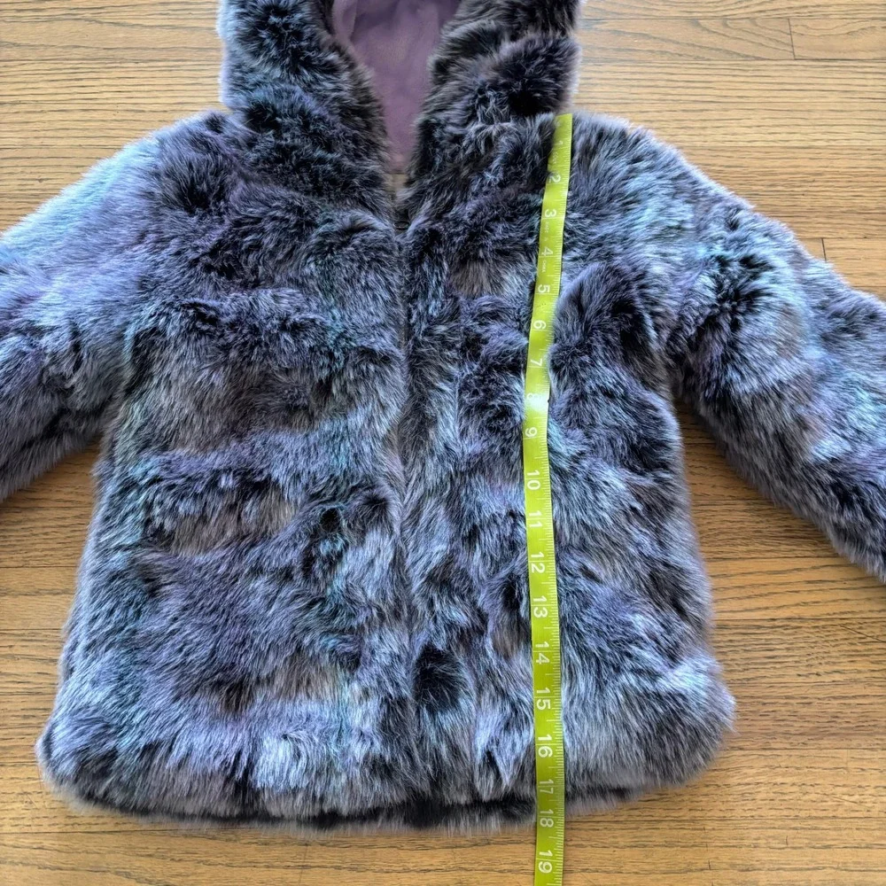 American Widgeon Girls Purple Faux Fur Hooded Winter Coat Jacket Size 5‎